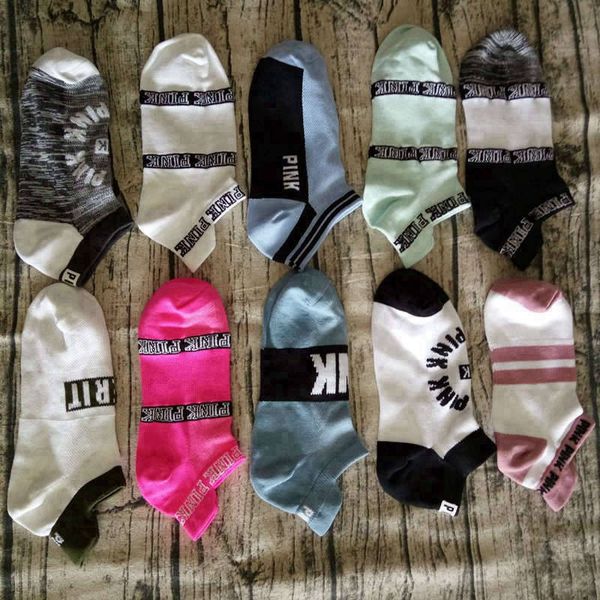 

pink letter socks pink anklet sports hosiery cotton fashion short socks slipper girl love pink ship sock summer underwear 500pair ap03m, Black;white