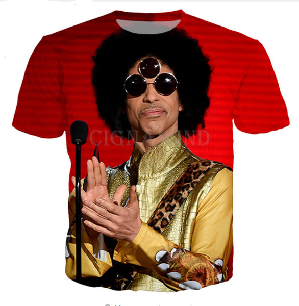 

wholesale-fashion mens/womens summer style american singer prince roger nelson funny 3d print casual t-shirt dxr00254, White;black