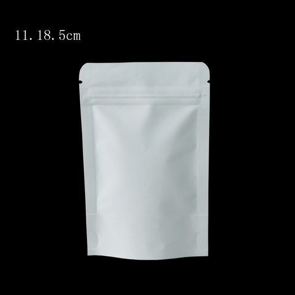 

11*18.5cm 50pcs/lot white doypack resealable zip lock kraft paper package pouch aluminum foil packing bags heat sealable food stoage bag