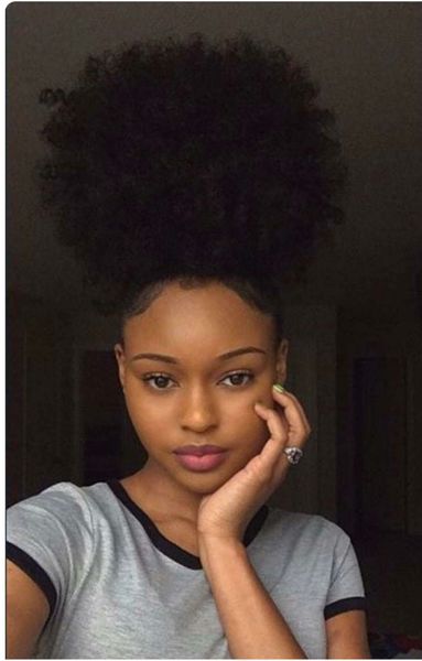 Office Lady Big Natural Afro Puff Updo Clip In Afro Kinky Curly