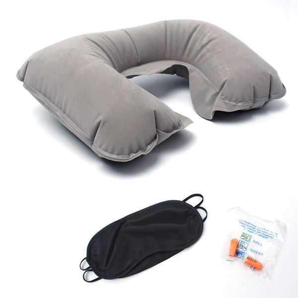 

u shaped travel air flight inflatable pillows neck support headrest cushion