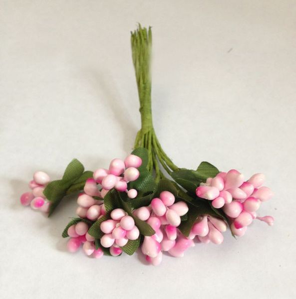 Wholesale-144pcs / Lot Kirschblume mit Drahtstiel DIY Handwerk künstliche Blumen Chistmas Party Dekoration