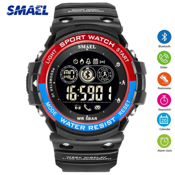 

smael men's sport smart watch calorie pedometer bluetooth chronograph fashion led electronics men wristwatches relogio masculino, Slivery;brown