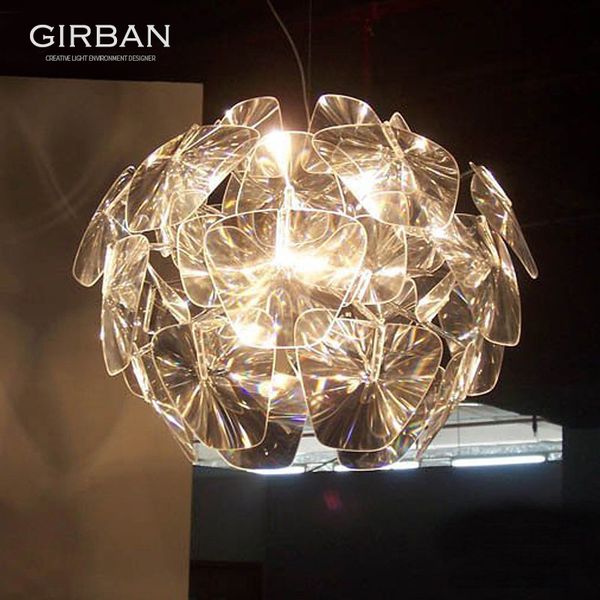 Modern Laser Pendant Light Clear Hope Suspension Lamp Acrylic