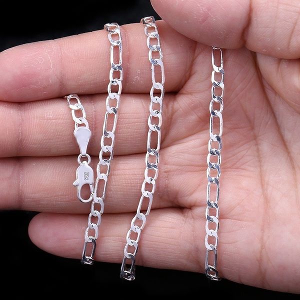 

fashion 2mm 925 sterling silver figaro chain charm necklace women party jewelry