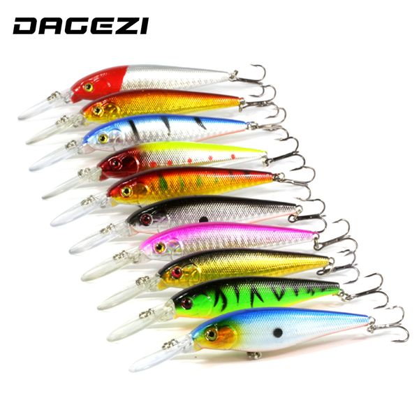 

dagezi 10 pcs/lot fishing lure 0.5-1.5m deep swim hard bait fish11cm 9g artificial baits minnow fishing wobbler japan pesca