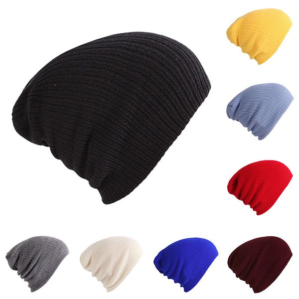 

solid color soft beanies outdoor slouch skull warm ski knied hat female dancer bonnet hip hop plain women's cap drop shipping