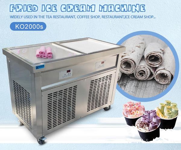 

kolice ent to door eu double square 50*50cm pans fried ice cream roll ice cream machine fryice cream roll machine with refrigerant
