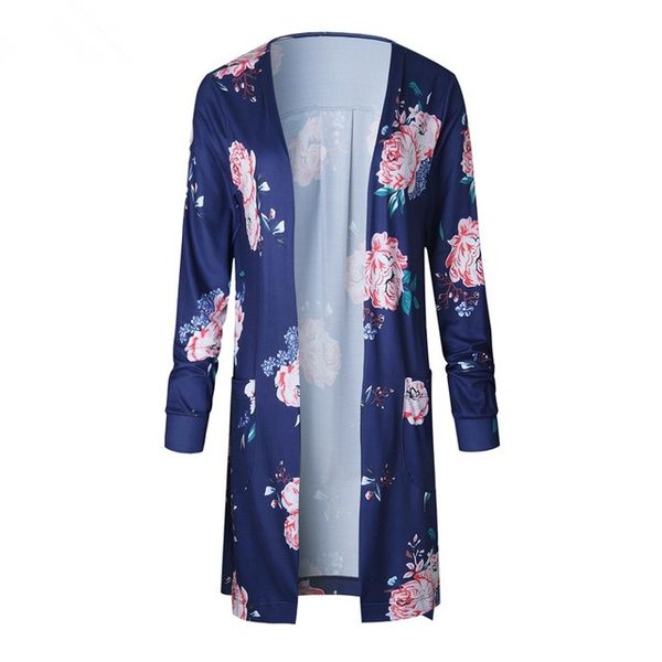 

Aproms Cute Floral Print Basic Cardigan Coat Women Plus Size Open Stitch Jacket Streetwear Denim Coats Female Outerwear