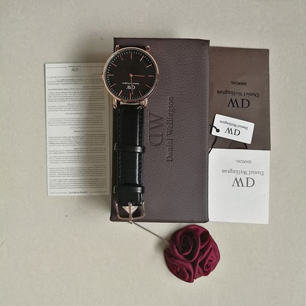 

2018 ТОП люксовый бренд Веллингтон мужские часы мода кожа черное лицо стиль 40/36 мм розовое золото мужские женские часы с подарочной коробке relojes
