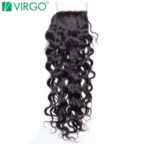 

volys virgo remy hair swiss lace closure water wave 4x4'' part human hair 130% density natural color can be restyled, Black;brown