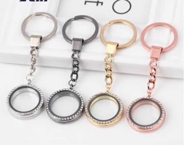 

Round heart rhine tone cry tal diy pendant floating charming locket charm keychain keyring per onality metal key chain ring gift