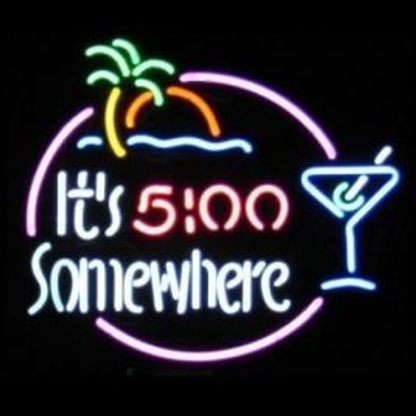 

it's 5;00 somewhere neon beer sign bar sign real glass neon light beer sign new blue star beer bar pub real glass handmade neon 24x20 i