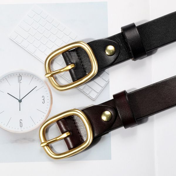 

2018 new belt head layer cowhide contracted joker leather belt leisure fashion decoration chesapeake jeans tide, Black;brown