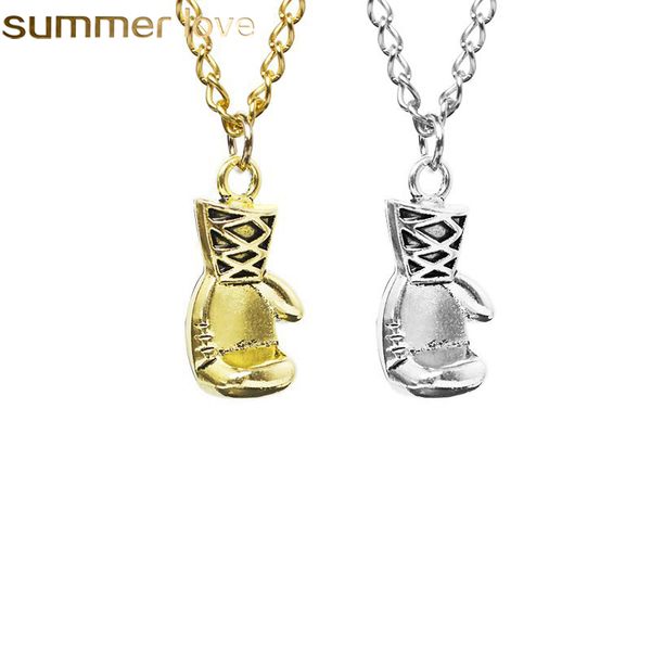 

боксерская перчатка ожерелье 2018 мода горячий продавать сплав золото / серебро цвет прохладный кулон мужчин и женщин спортивные ожерелья оп, Silver