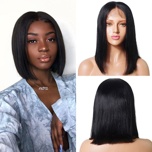 Short Bob Human Hair Lace Front Wigs For Black Women Straight