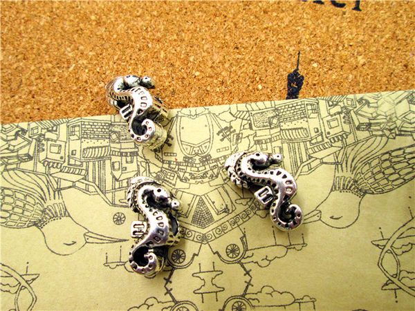 

24pcs--sea horse beads, antique tibetan silver hippocampus bead, beadwork charms pendant 19x11x9mm, Bronze;silver