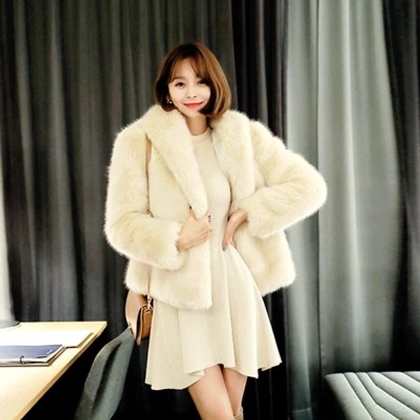 

2018 faux fox fur hooded coat ma, Black