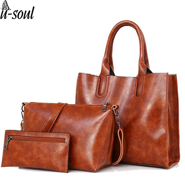 

3pcs bag set leather bags handbags women shoulder bag female casual tote women handbags bolsas feminina sj017