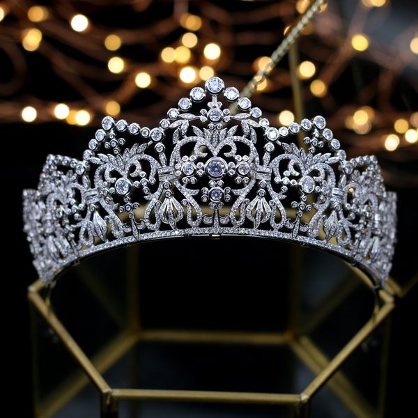 

high-end sparkling zircon crystal bridal crown crown silver wedding accessories royal queen night hair ornament