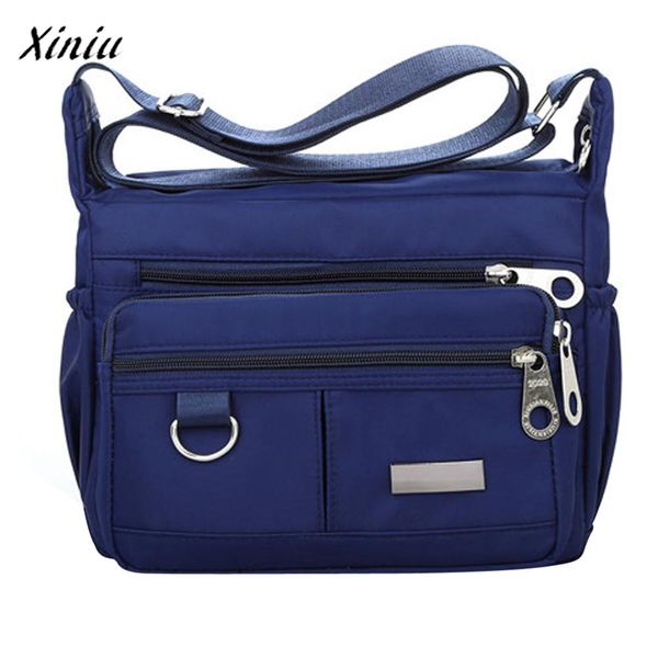 

xiniu quality women's fashion solid color zipper waterproof nylon shoulder bag crossbody messenger bags clutch pouch for unisex