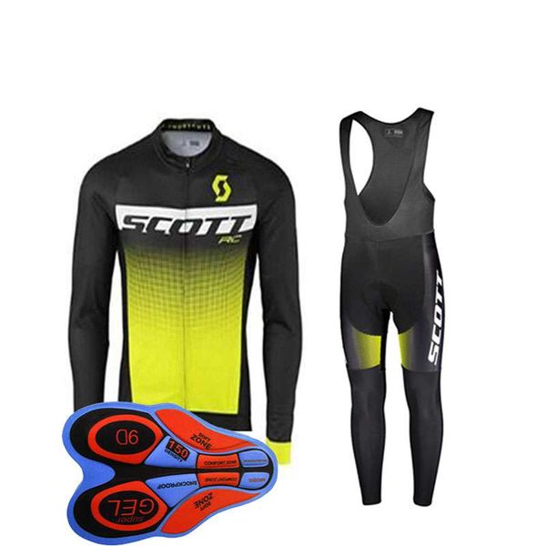 

SCOTT team Cycling long Sleeves jersey (bib) pants sets mens quick-dry Clothing maillot mountain bike Gel Padded j101103