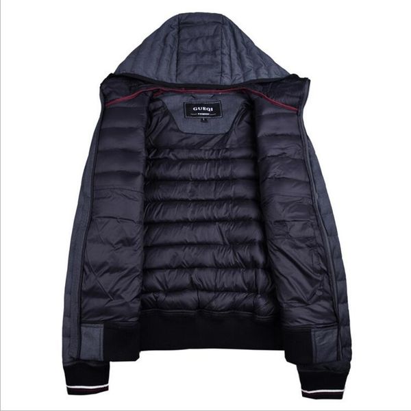 

men hooded slim winter coats short down jackets new fashion men outwear casual warm parkas winter jackets, Black