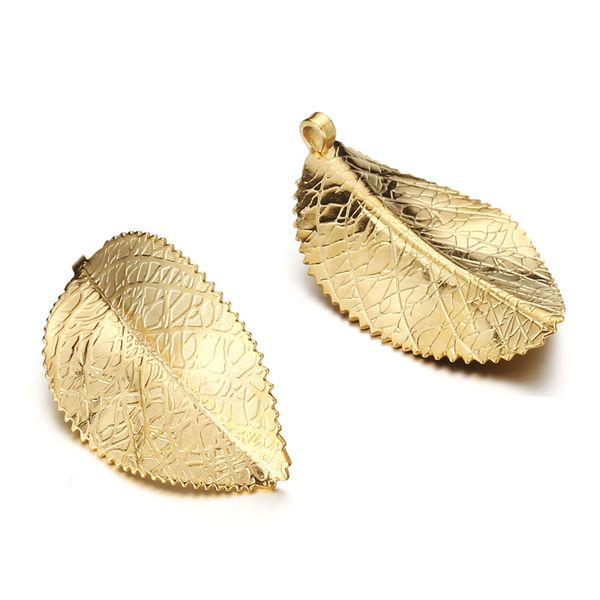 Folhas de aço inoxidável de cor prateada de ouro por atacado Pingentes de pingentes de pingentes de jóias Findings Fazendo Colar Folhas Acessório Diy