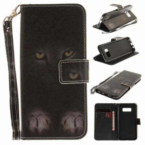 

flip wallet case for samsung galaxy s8 plus cases coque animal wolf owl tiger lion painted leather phone bags accessories cover