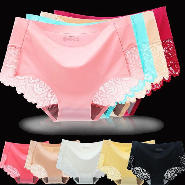 

лед шелк дамы женщины бесшовные трусики с низкой талией трусы дышащий кружева женский жаккард элегантный нижнее белье, Black;pink