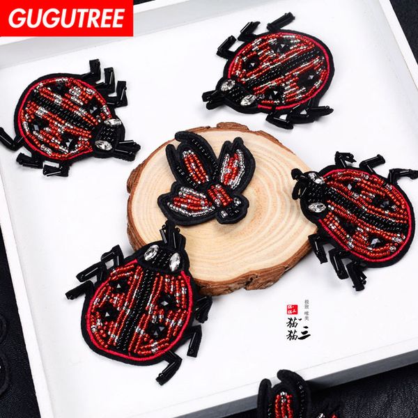 

gugutree beaded bug patches,crystals diamonds insects sequined applique patch for coat,t-shirt,hat,bags,sweater,backpack bdp-43, Black