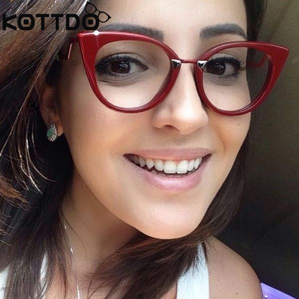 

red fashion cat eye eyeglasses women brand design women glasses with clear lenses prescription frame female eyeglasses, Silver