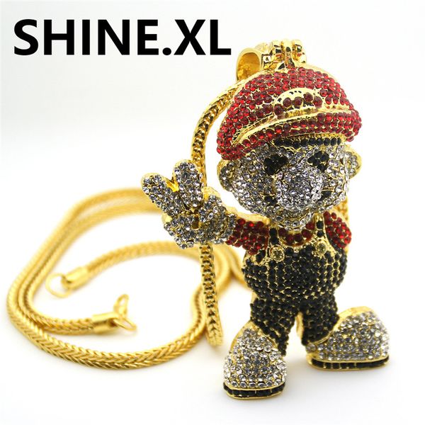

Hip Hop Iced Out Размер 36inch Franco Chain Cartoon Game Подвеска Hip hop Necklace Bling Bling Street Party Jewelry