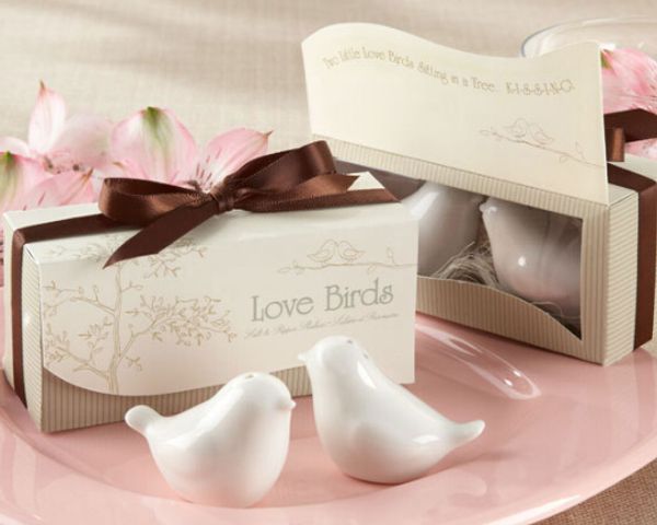 

wholesale- wedding favor gift and giveaways for guest -- ceramic love birds salt and pepper shaker party souvenir 200pieces=100sets