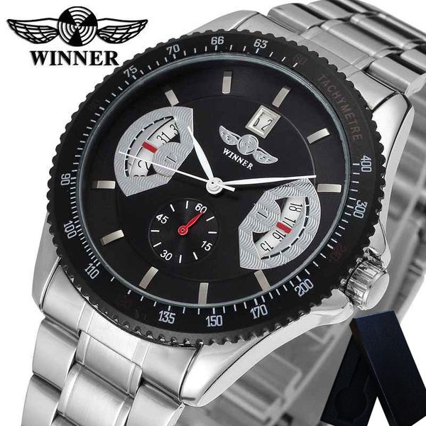 

Winner Mens Watches Automatic Mechanical Calendar Stainless Steel Man Clock Top Brand Luxury Sport Male Wristwatch 0140