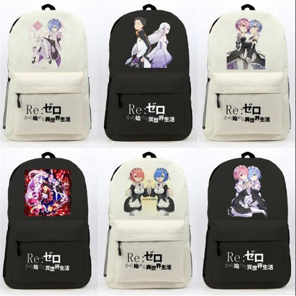

re:life in a different world from zero cartoon backpack school bags anime rem ram lapshoulders bags men casual travel