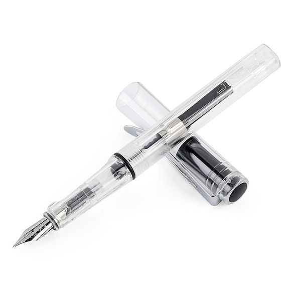 

creative student transparent plastic fountain pen 6 colors 0.5mm ink pens for school office business writing stationery
