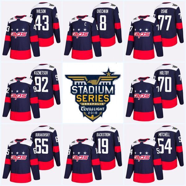 

Youth 2018 Stadium Series Washington Capitals Alex Ovechkin T.J. Oshie Nicklas Backstrom Evgeny Kuznetsov Braden Holtby Ice Hockey Jerseys