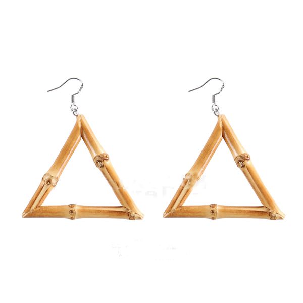 

fashion pop jewelry triangle bamboo earrings handmade creative natural wind bamboo whip earrings for women support fba drop shipping h626f, Silver