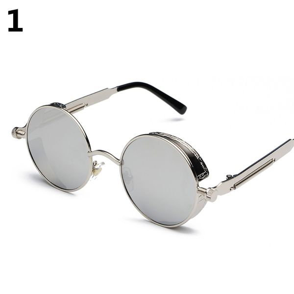 

1pc fashion sunglasses vintage coating mirrored retro round polarized sunglasses for mens womens sun glasses, White;black
