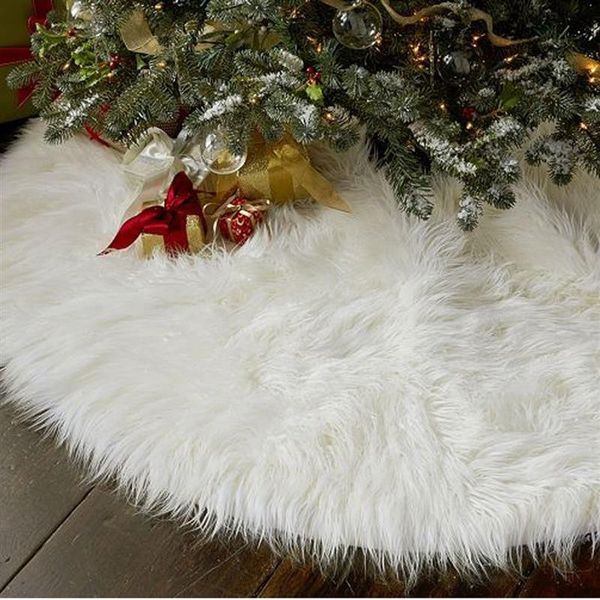 

white faux fur christmas tree skirt carpet for home new year christmas party decoration supplies dia