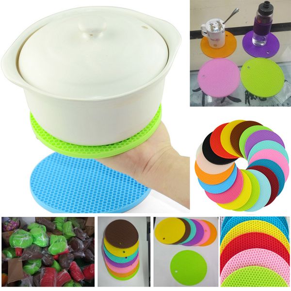 

round silicone non-slip heat resistant pot table mats holder coaster cushion placemat pot table mat silicone place mat 14*0.4cm hh7-390
