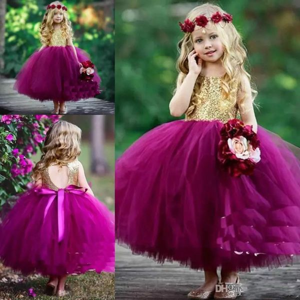 

purple ball gown flower girls dresses for weddings sequined tulle toddler girls pageant dress hollow back ankle length first communion dress, White;blue