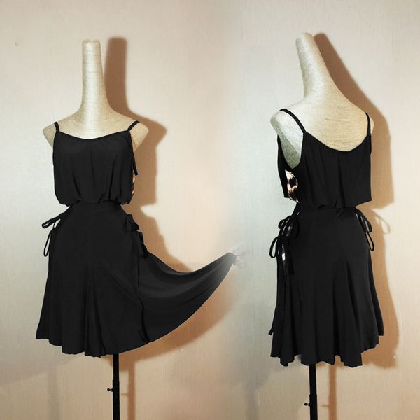 

women girl black salsa latin dance dress training dress ballroom cha cha rumba dancing costumes gift a panties dl2576, Black;red