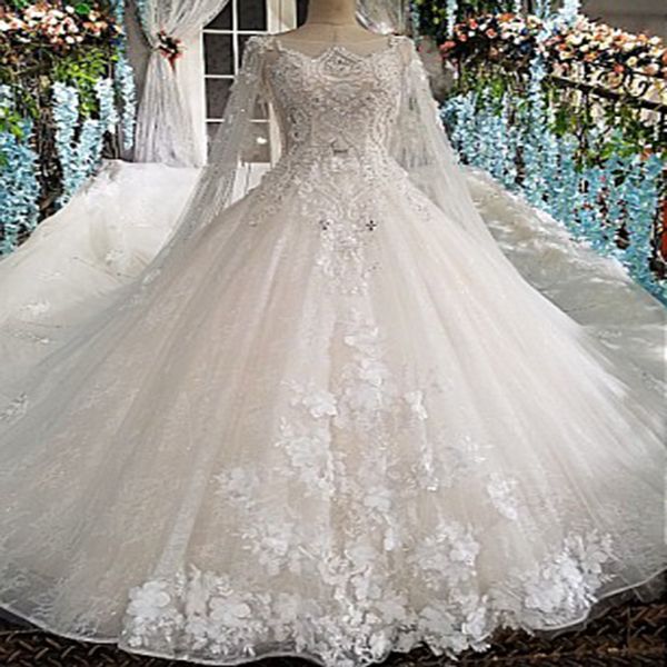 

2019 чешский длинный тюль вуаль свадебные платья спинки блестящий кристалл блестки ручной работы 3d цветочные аппликации иллюзия декольте св, White