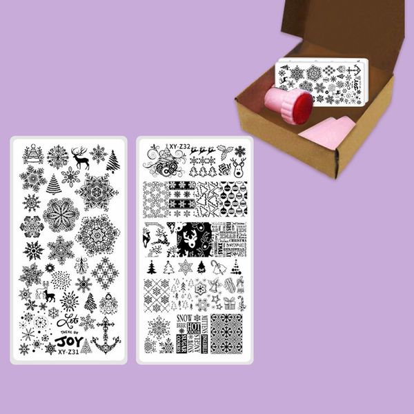

new arrival stamping christmas nail plates snowfake xmas nail stamping set stainless steel manicure vinyl stencils tools, White