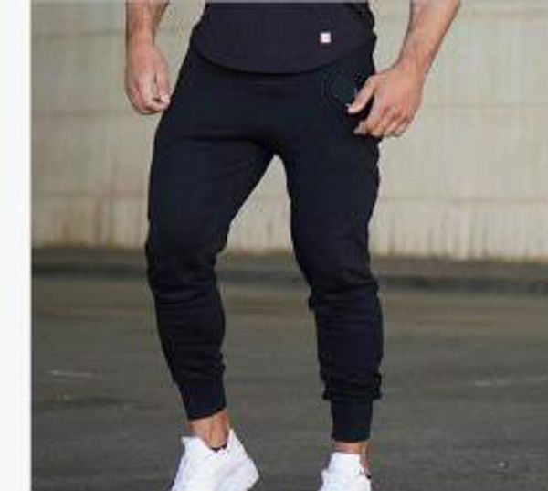

spring and autumn new men's slim feet sports pants cotton trousers running fitness trend casual sports pants men, Black
