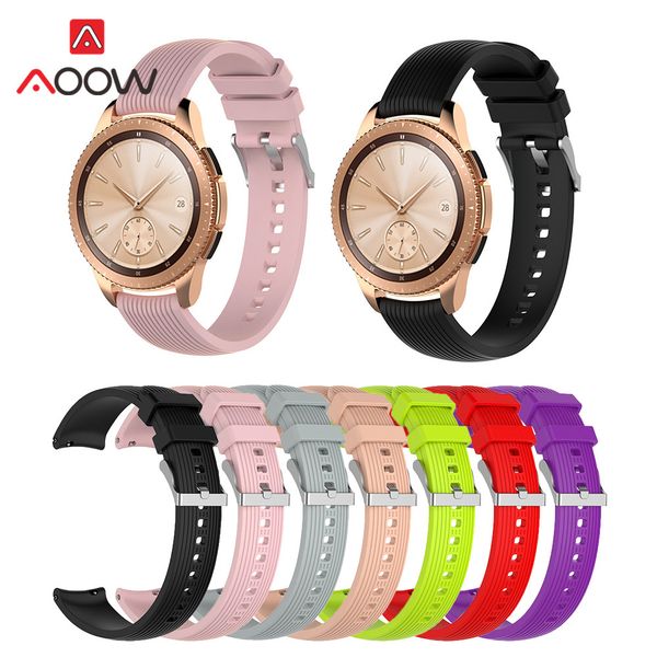 

20mm silicone watchband for samsung galaxy watch 42mm version pink black striped replacement bracelet band strap for sm-r180, Black;brown