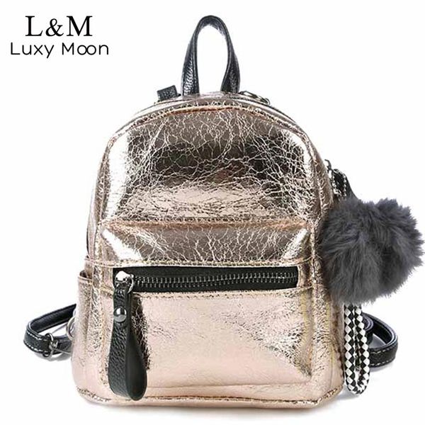 

luxy moon women mini backpack school bags pu leather bag female silver backpacteenage girls shoulder bags new xa1205h