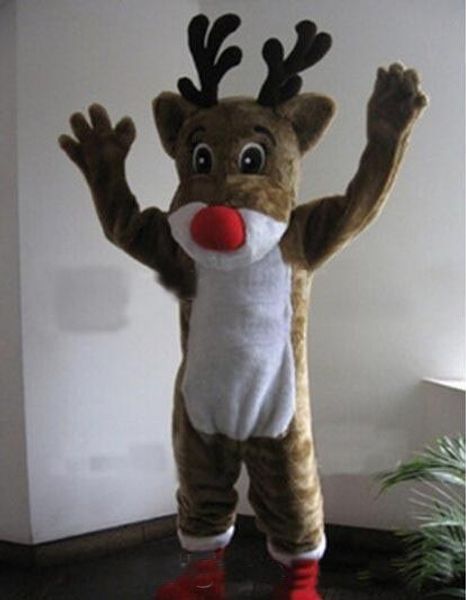 

2018 ems rudolph reindeer mascot costume classic cartoon costumes size, Red;yellow